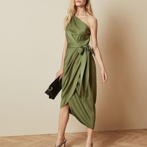 Ted Baker Gabie olive one shoulder dress